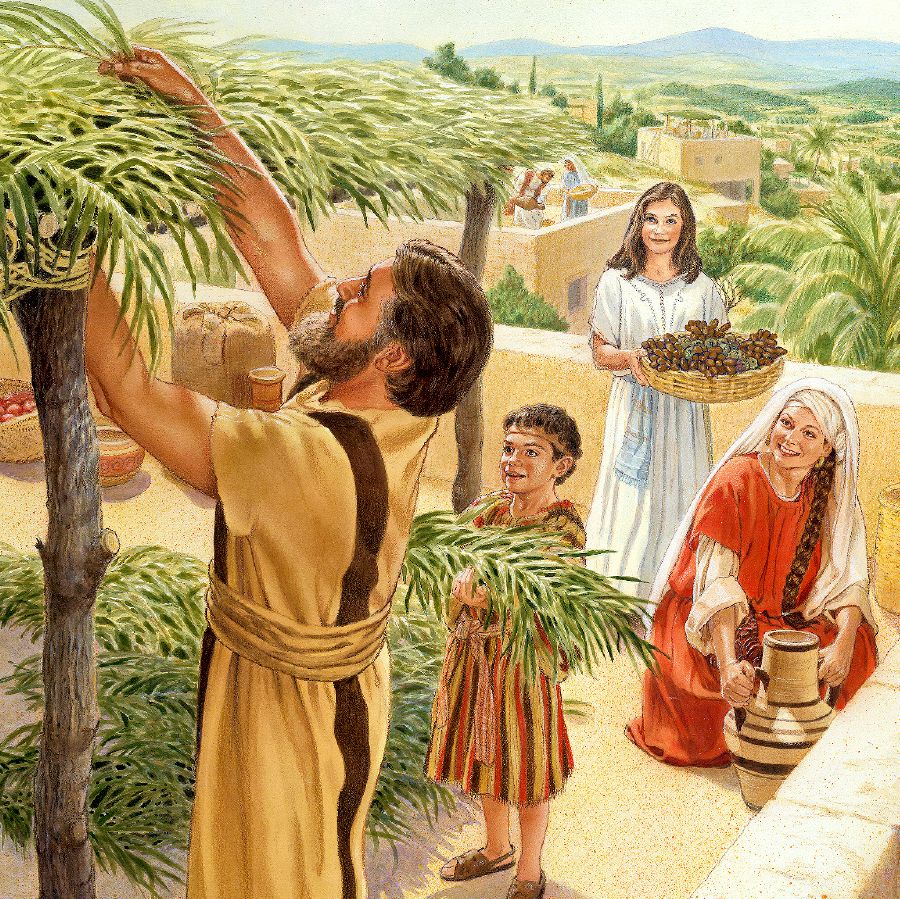 Wanfala Israelite famili wakem wanfala leaf haos for datfala Festival
