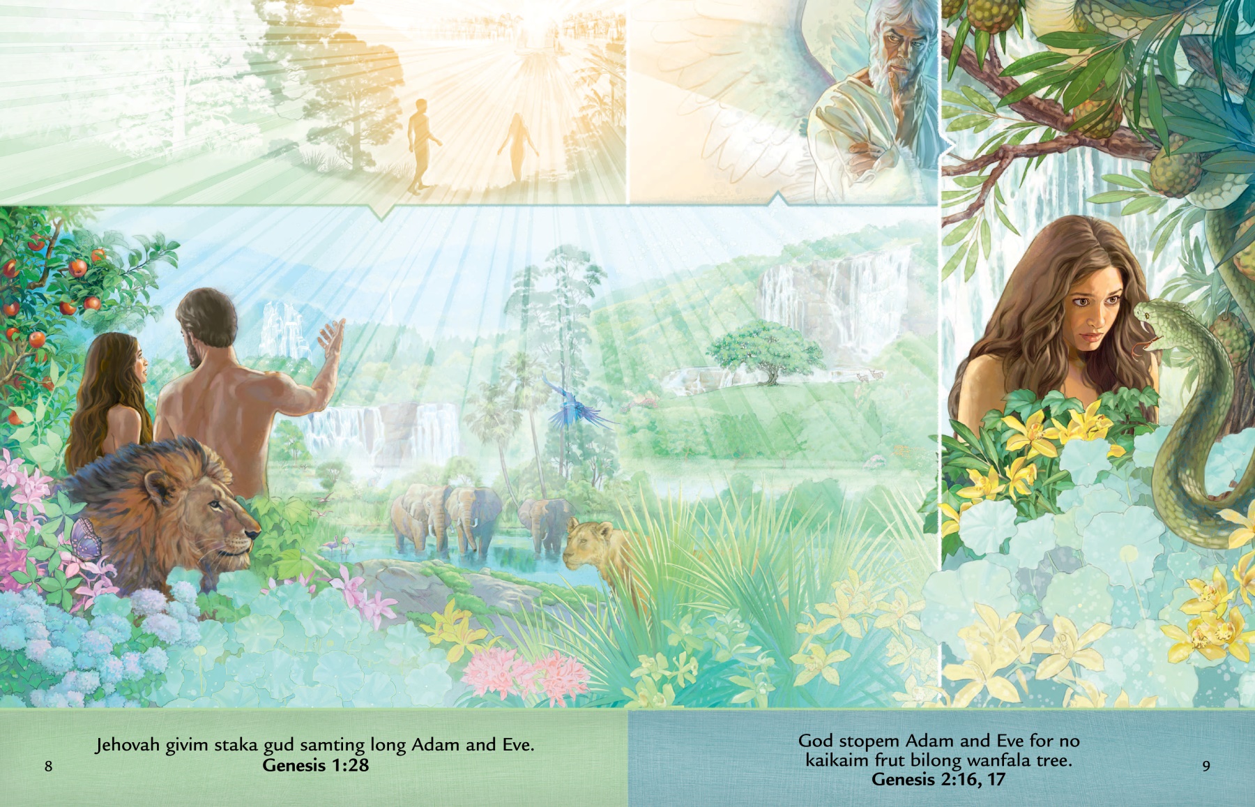 Leson insaed Followim Toktok Bilong God brochure abaotem Adam and Eve long garden long Eden