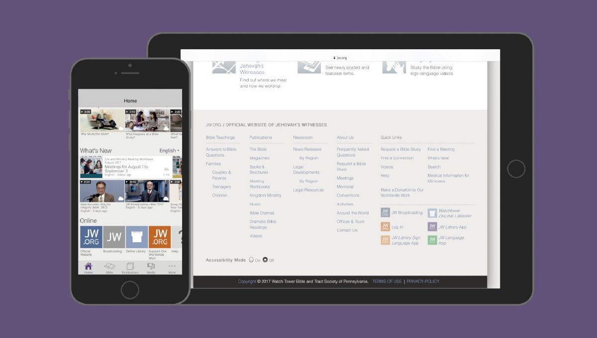 Tablet and mobile showim jw.org