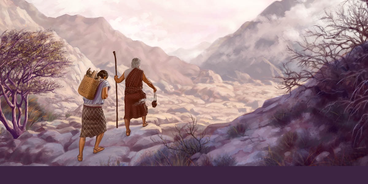Abraham and Isaac wakabaot go lo Moriah.