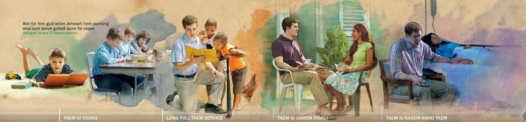 A young man develops a close relationship with Jehovah: 1. Through his school years; 2. By serving as a full-time minister; 3. In his married life; 4. During present-day trials