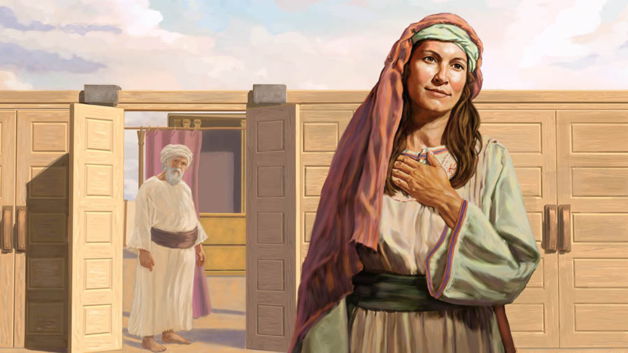 Hannah luk hapi taem hem go aot from tabernacle, and Hae Priest Eli luk go lo hem.