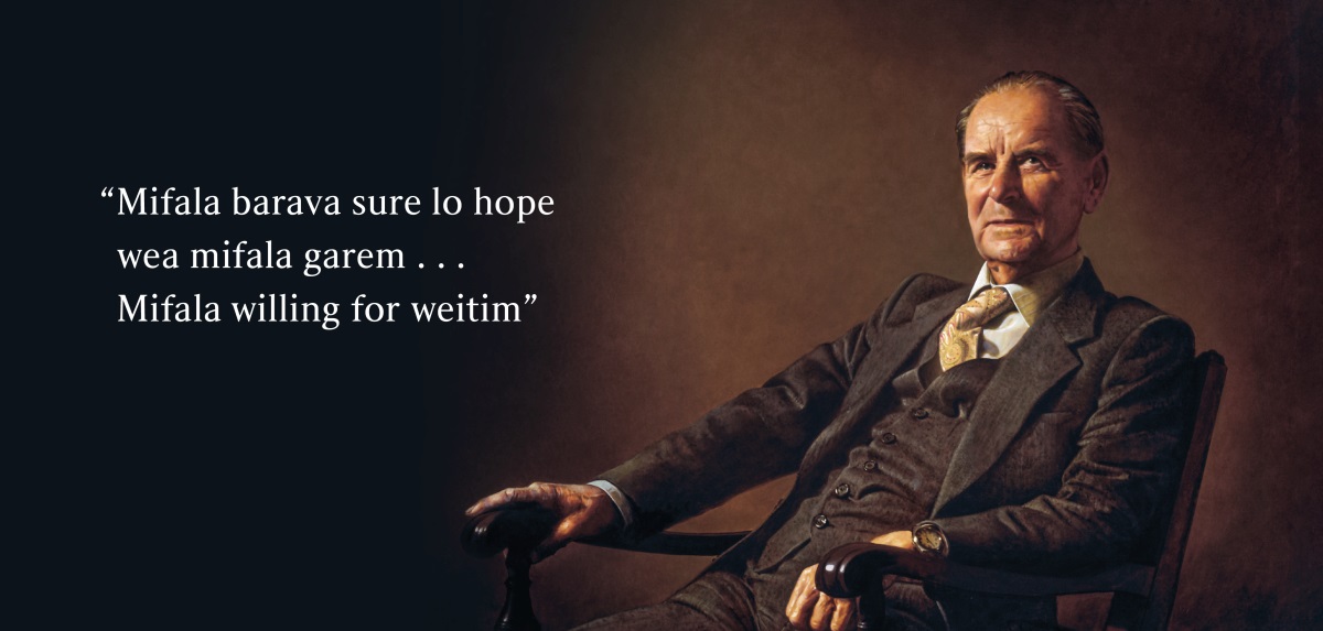 Brata Frederick Franz. Next lo hem datfala quote, “Mifala barava sure lo hope wea mifala garem . . . Mifala willing for weitim.”