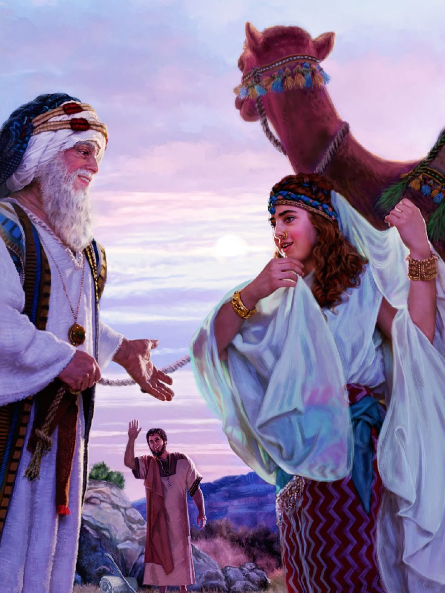 Bifor Rebekah meetim Isaac, hem kavarem hed bilong hem witim kaleko