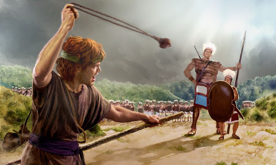 David swingim sling and ran go long Goliath