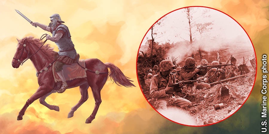Man wea raedem red horse hem piksarem war