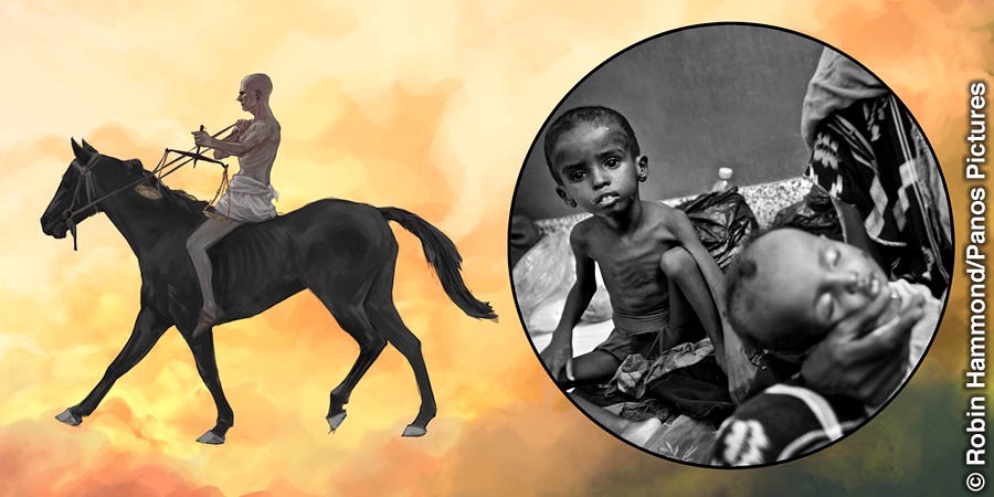 Man wea raedem blak horse hem piksarem bigfala hangre
