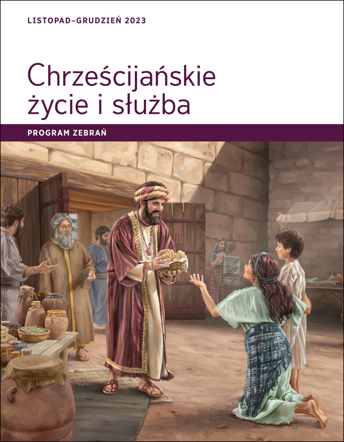 W bramie miasta Hiob daje jedzenie biednej kobiecie i jej synowi.