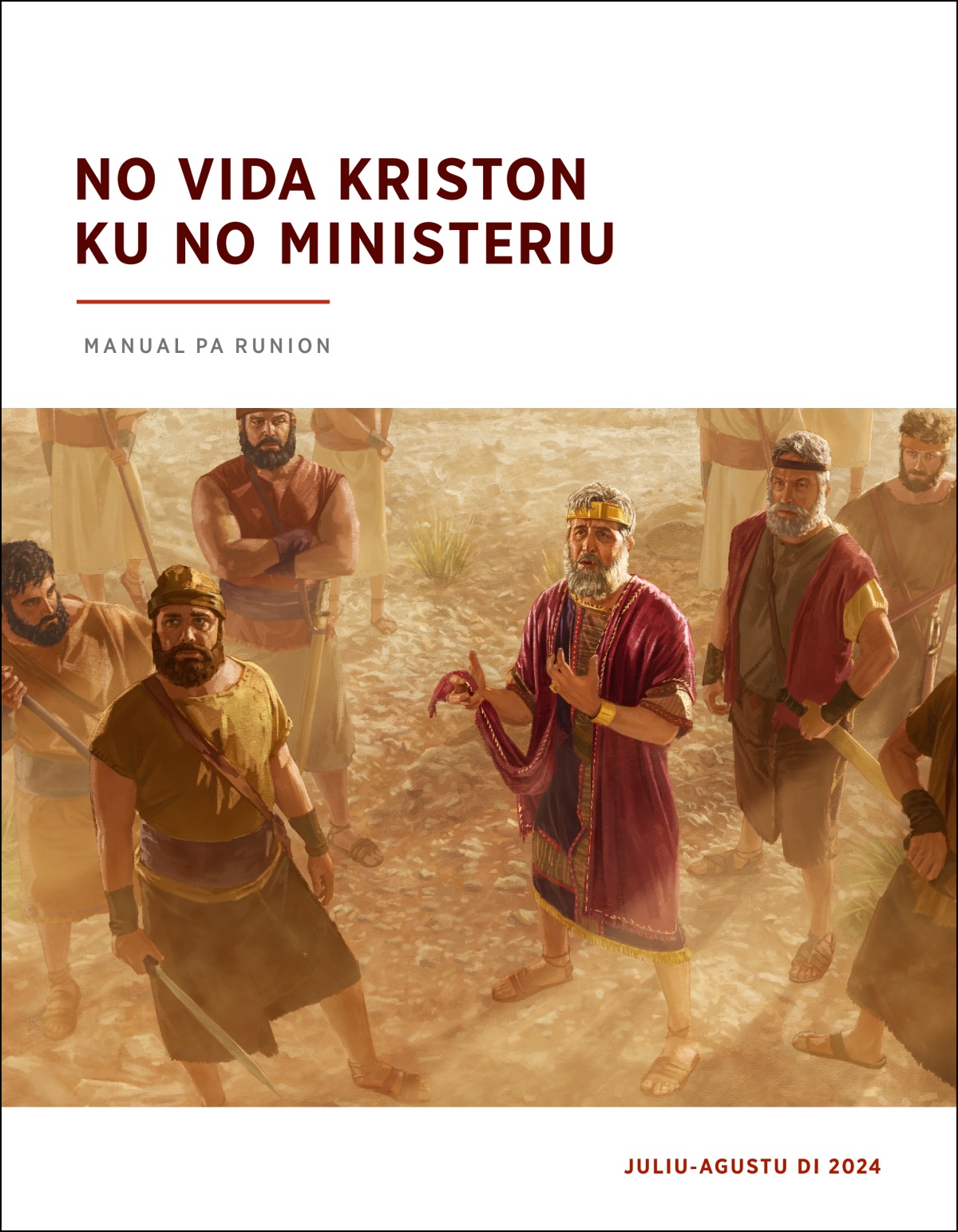 Rei Saul, na metadi di si soldadus, i sta na jubi riba, i na papia nkuantu i pega si kapa ku kortadu.