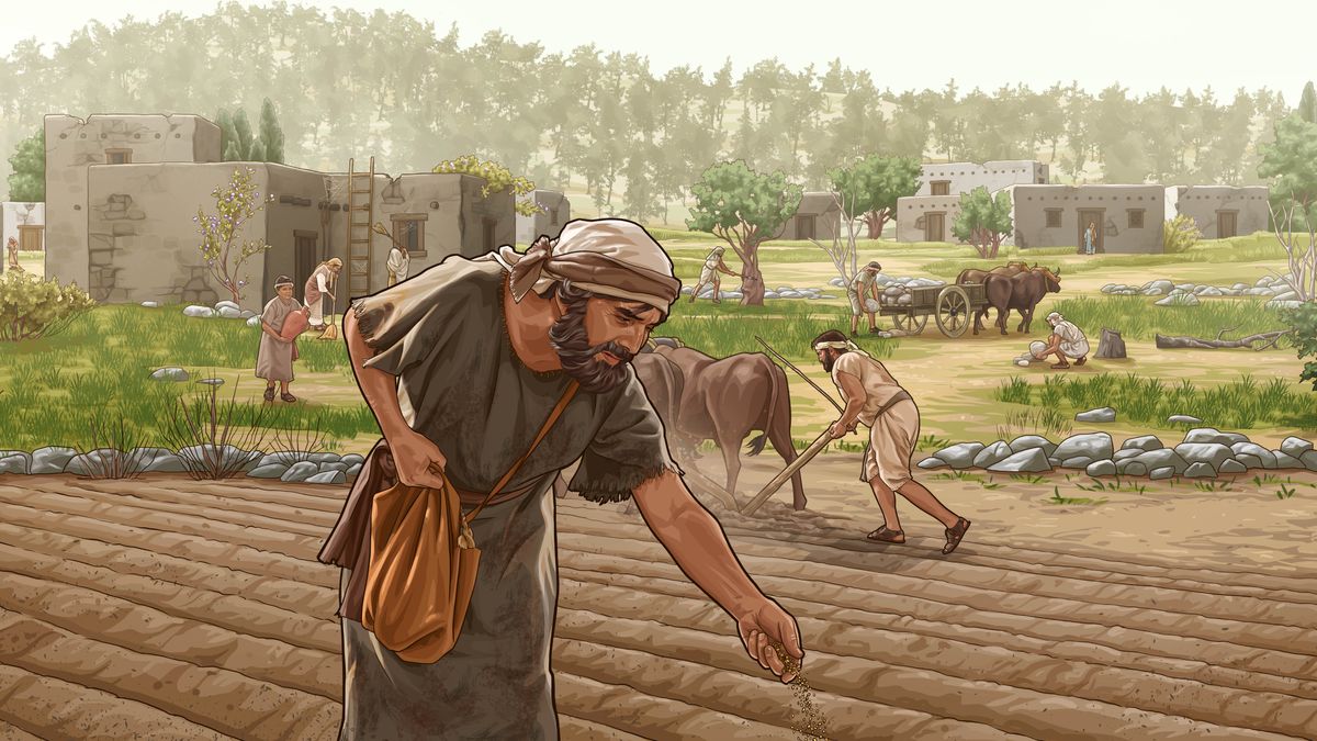 Israelitas sta na tarbaja risu na labur. Un omi sta na waga simintera i utru sta na labra ku baka.