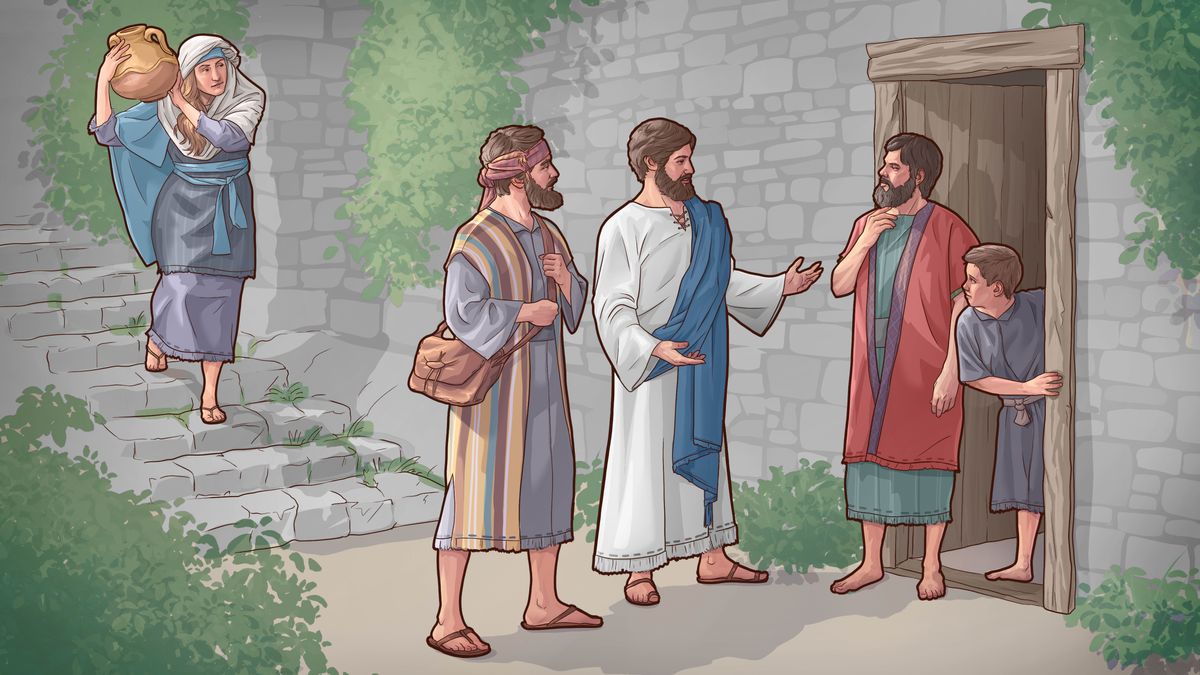 Jesus ku un di si disipulus sta na prega un omi ku si fiju na si kau. Un minjer ku karga un jaru garandi na si ombra sta na sukuta se kombersa nkuantu i na pasa.