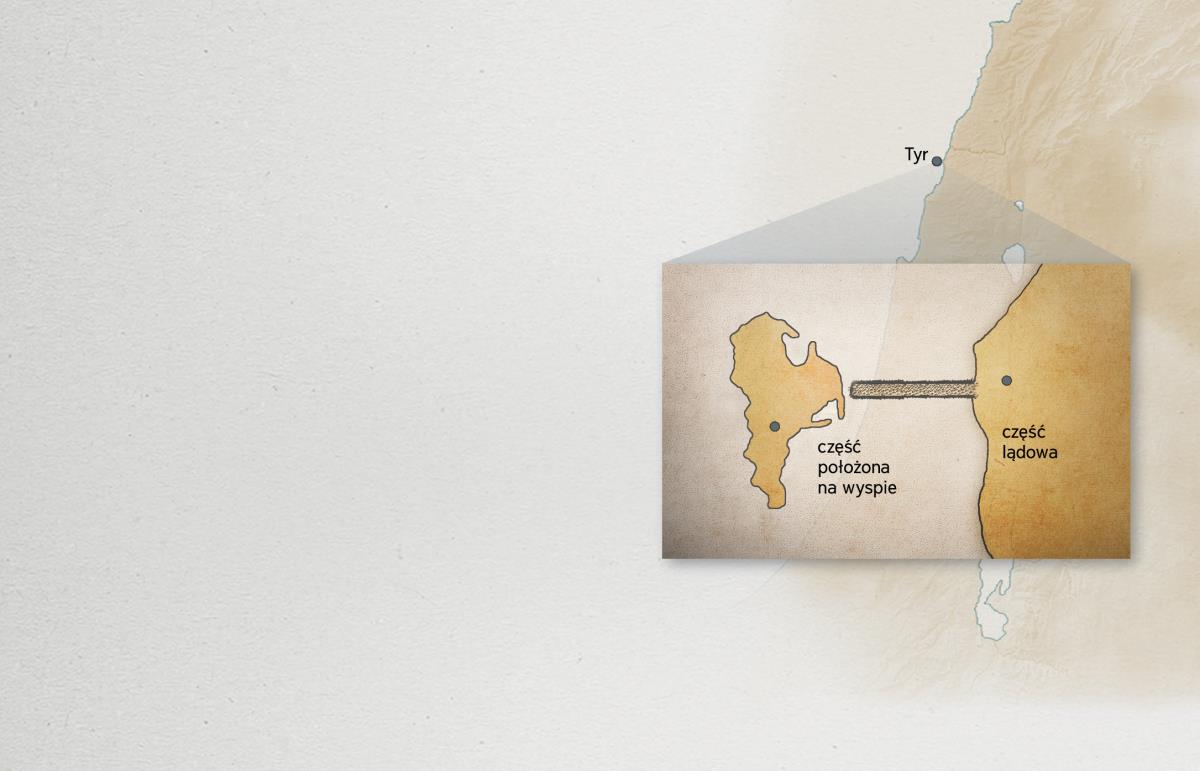 Mapa przedstawiająca część lądową Tyru i część położoną na wyspie