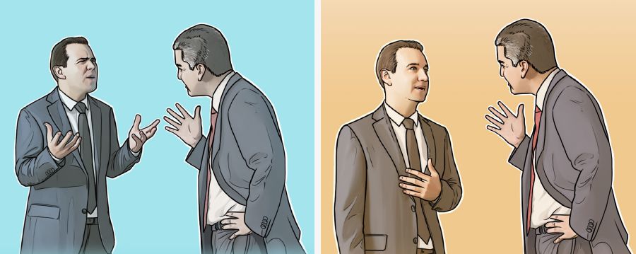 Brat kłóci się z innym bratem; brat stara się wyjaśnić nieporozumienie z innym bratem