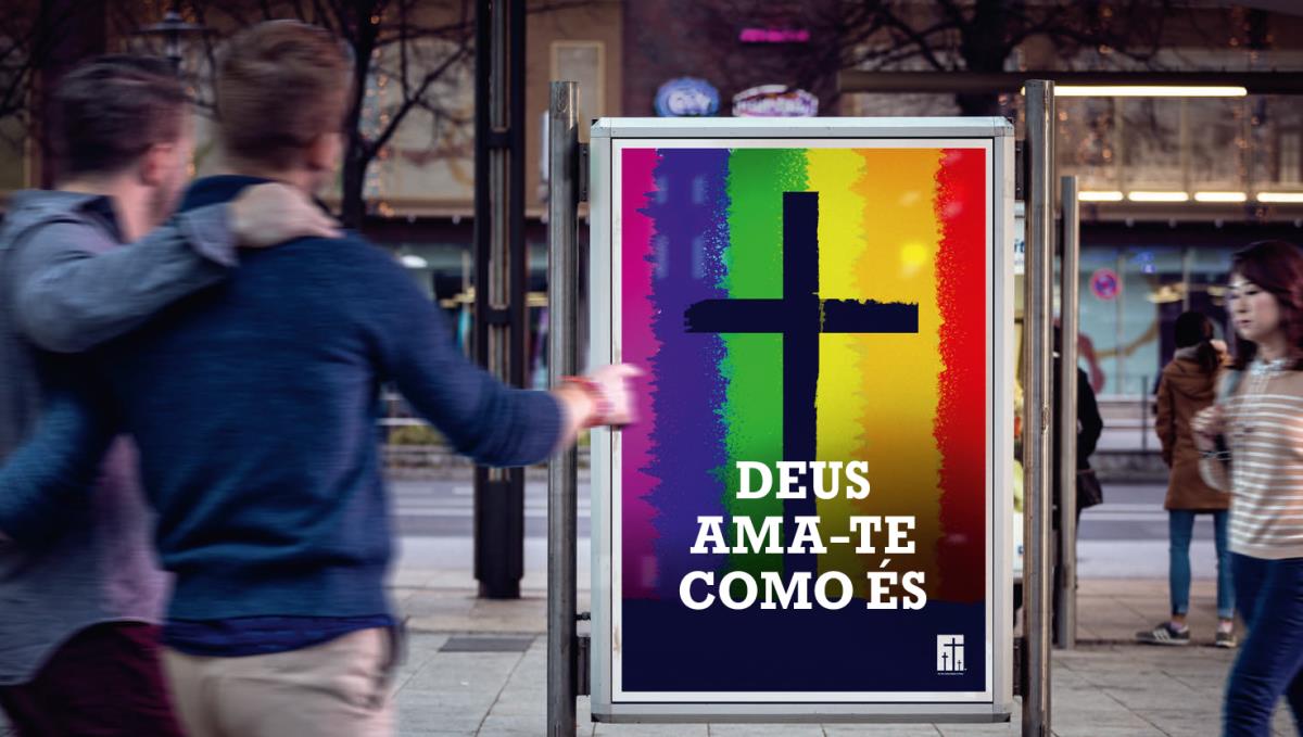 O cartaz de uma igreja que permite o homossexualismo