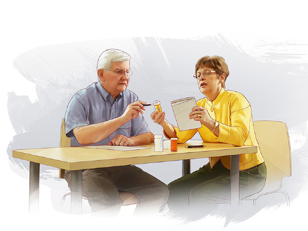 O casal conversa sobre os apontamentos feitos no consultório médico