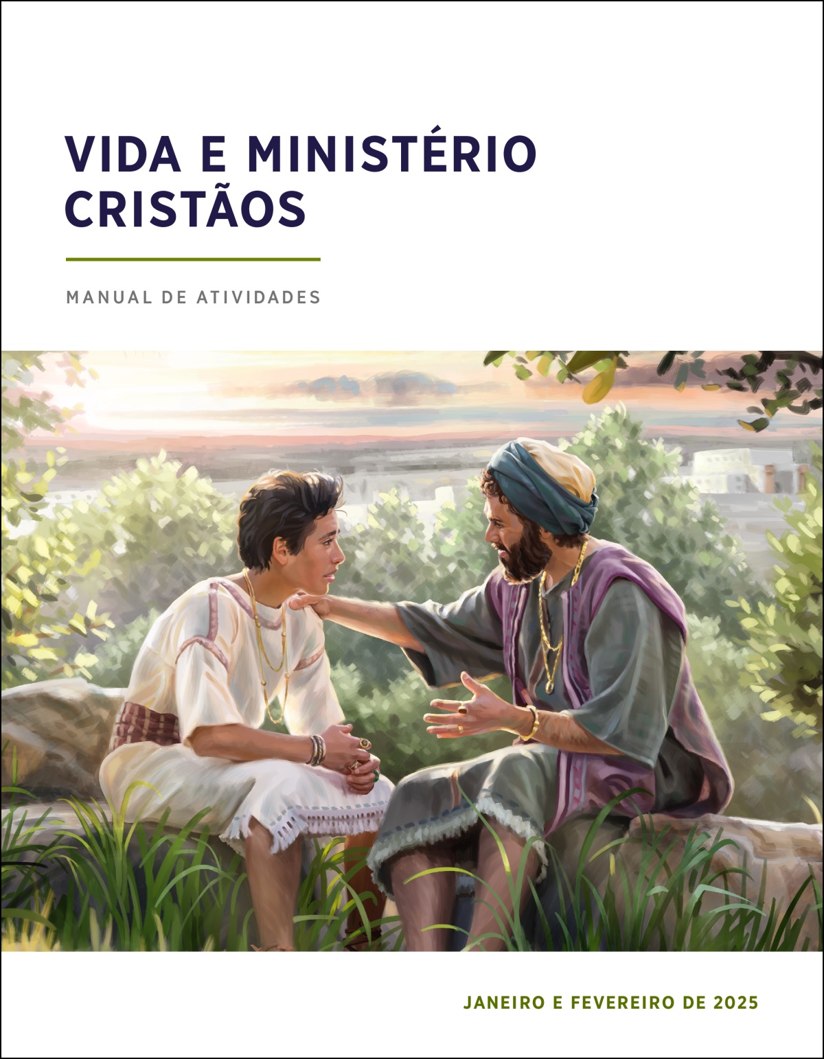 O rei Salomão dá conselhos ao seu filho, enquanto estão sentados ao ar livre.