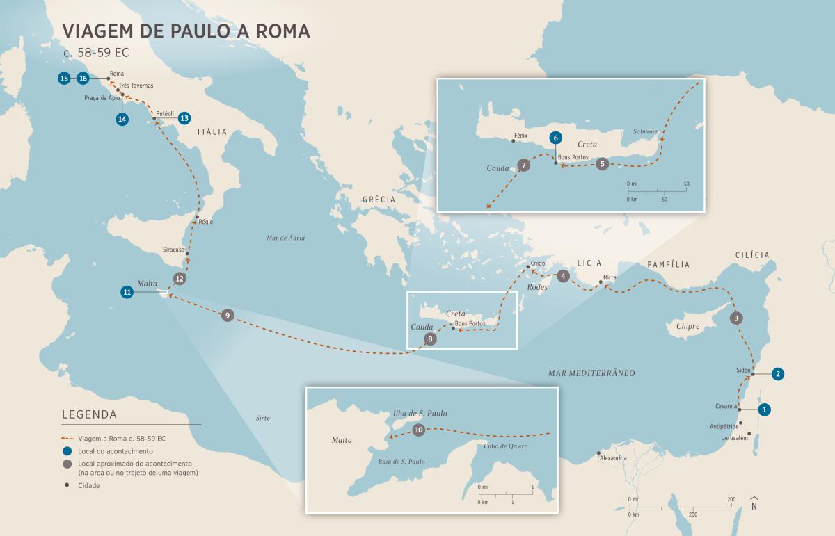 Viagem de Paulo a Roma e a sua primeira prisão ali (At 27:1–28:31)
