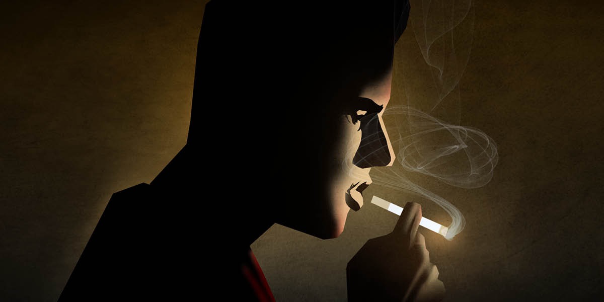 Fumando um cigarro