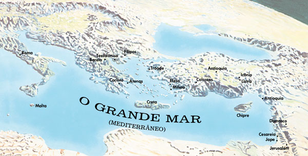 Mapa de lugares que Paulo e Timóteo visitaram