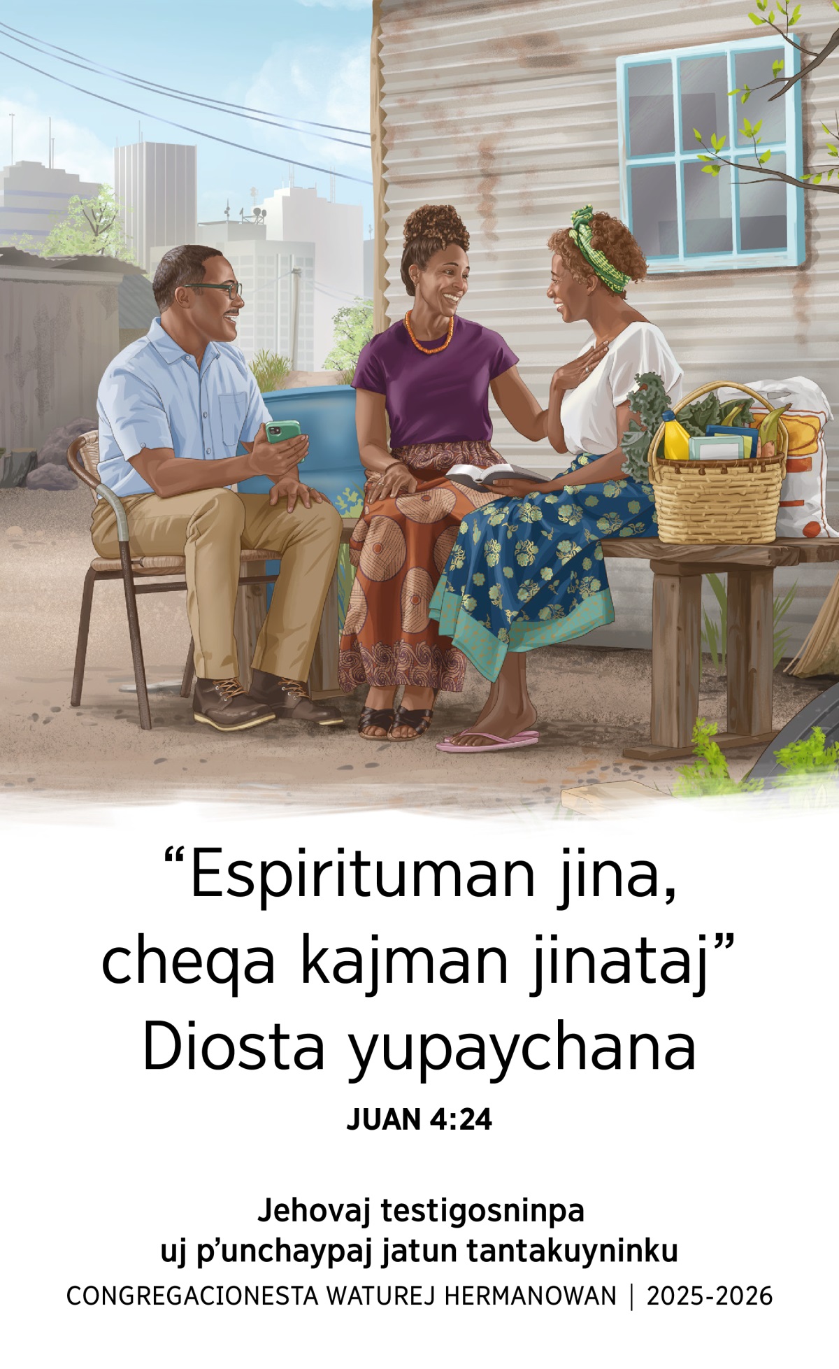 Uj jatun llajtapi uj qhariwarmi uj wajcha hermanata visitarishanku, Bibliawantaj kallpacharishanku. Paykunaqa chay hermanapaj apapusqanku mikhunitata, waj imastawan.