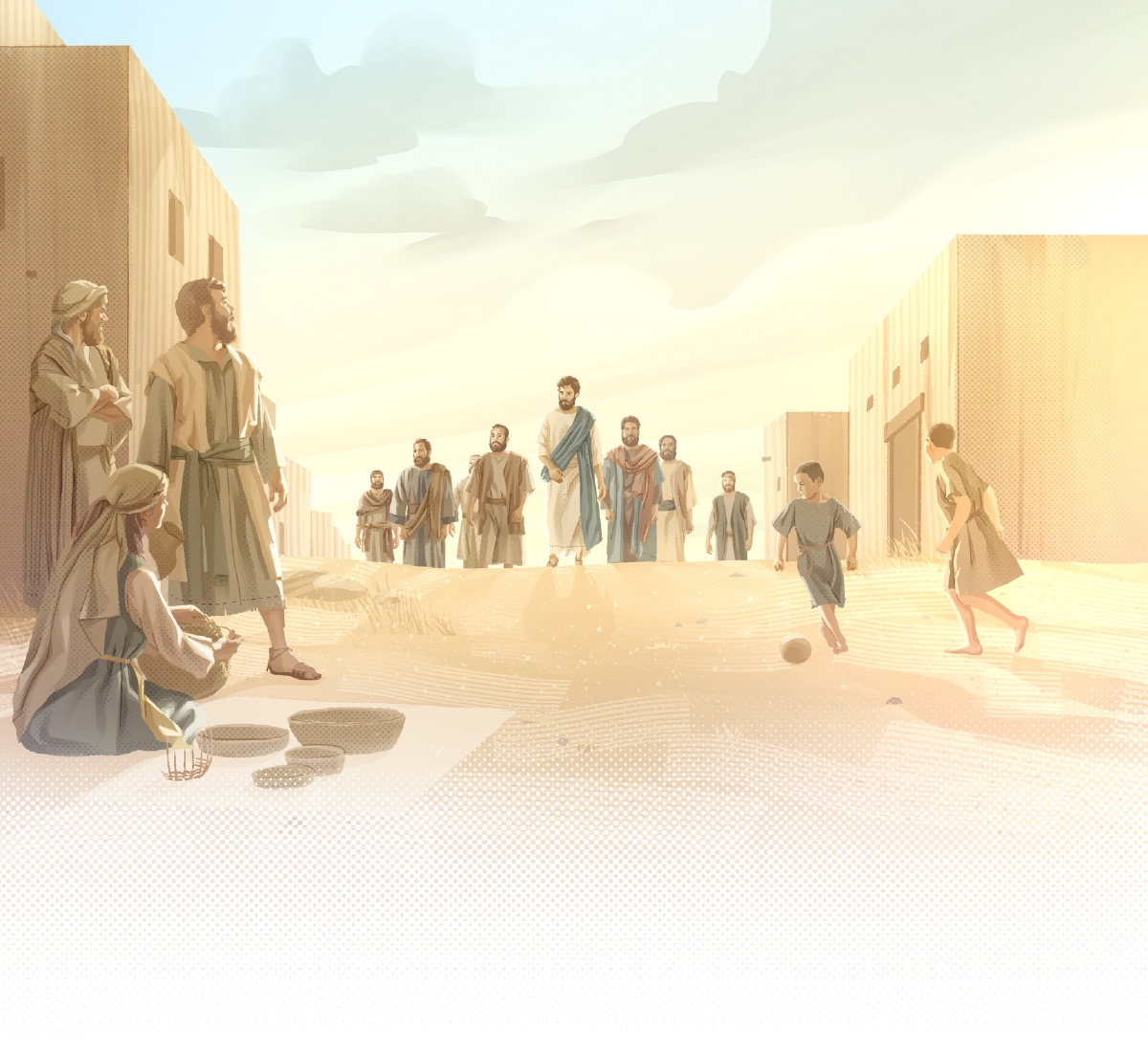 Jesús uj llajtaman yaykushan wakin discipulosninwan.