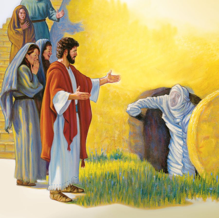 Jesusqa Lazarota wajyashan, Lazarotaj kausarimushan, aya pʼampanamantataj llojsimushan