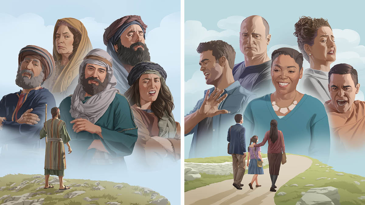 Dibujos: 1) Ezequielqa predicashan, casi tukuy runastaj mana uyariyta munashankuchu. Jinapis uj runa tukuy sonqo uyarishan. 2) Uj tata señoranwan imillitanwan ima predicashanku, casi tukuy runastaj mana uyariyta munashankuchu. Jinapis uj warmi tukuy sonqo uyarishan.