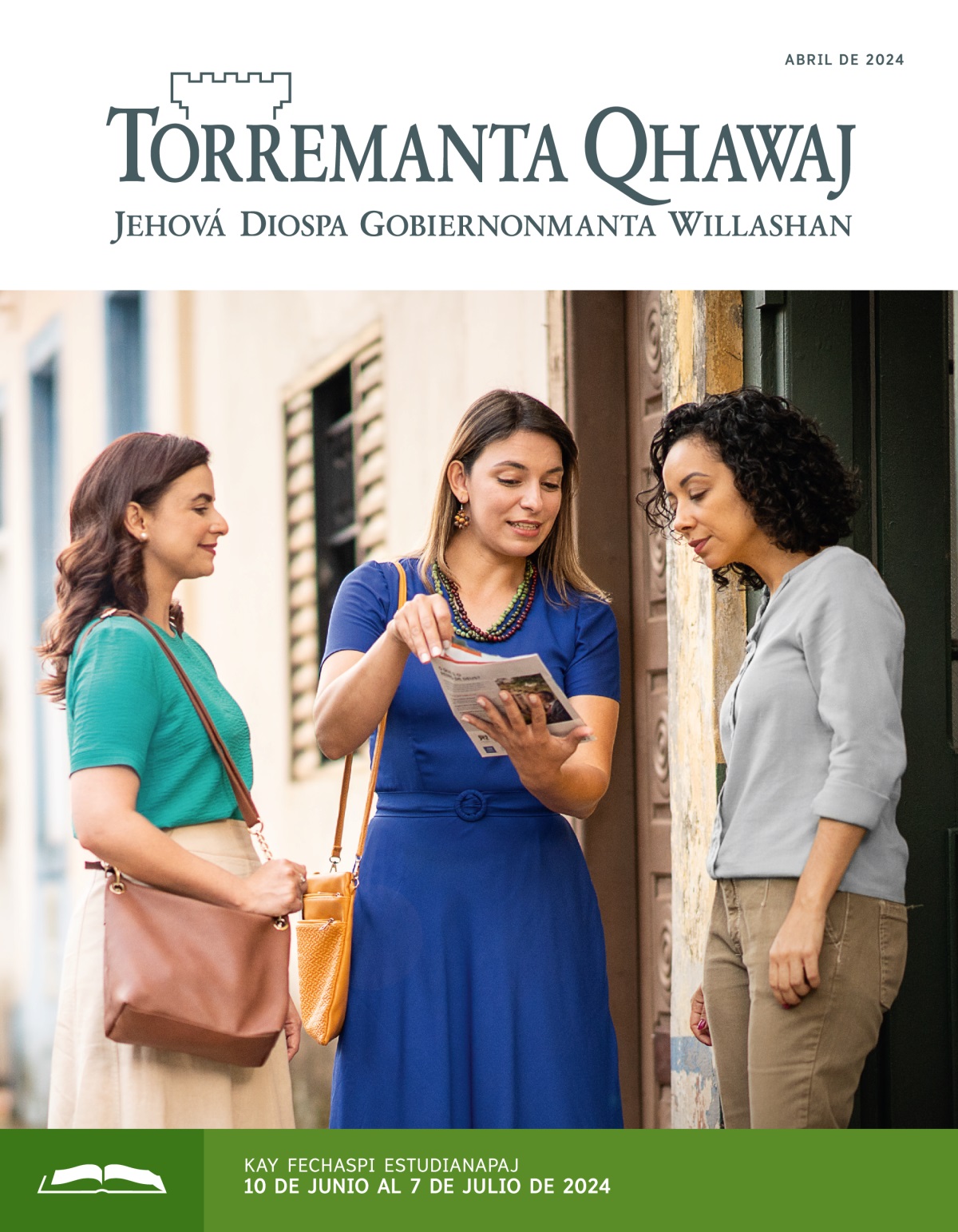 Iskay hermanas wasimanta wasi predicashanku. Ujnenqa uj revistata japʼishan, chaywantaj mana manchachikuspa predicarishan uj señoraman.