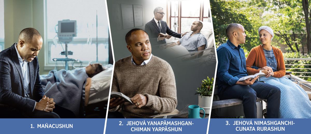 Fotucuna, yarpachacuycarla caycar imata ruranapaj. 1. Mañacushun. Warminpaj juc waugui mañacuycan, warmilanga hospitalcho caycan. 2. Jehová yanapämashganchiman yarpäshun. Juc waugui yarpachacun hospitalcho caycar cristianomasin Bibliata leipashganta. 3. Jehová nimashganchicunata rurashun. Wauguiga warminpa laduncho jamacur Bibliata leipan.
