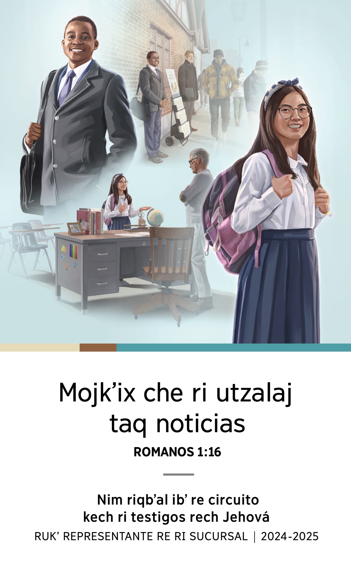 E wachbʼal: 1. Jun alaj qachalal ala kkikotik kʼo pa ri predicación pública rachiʼl jun chi qachalal. 2. Xuqujeʼ pa ri wachbʼal kqil ri qachalal ala tajin ktzeʼnik. 3. Jun alaj qachalal ali kkikotik kutzijoj ri utzij ri Dios che ri u profesor. 4. Xuqujeʼ pa ri wachbʼal kqil ri qachalal ali tajin ktzeʼnik.