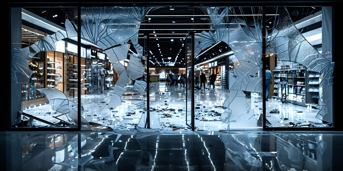 E paxim ri u vidrio jun centro comercial. Y ri winaq tajin kkelaqʼaj ri jastaq chupam.
