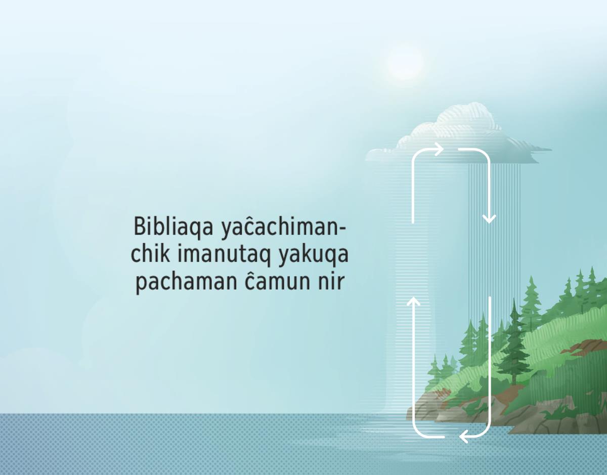 Bibliaqa yaĉachimanchik imanutaq yakuqa pachaman ĉamun nir. Flechakuna intrachimanchik imanu yaku pachaman ĉamun nir.