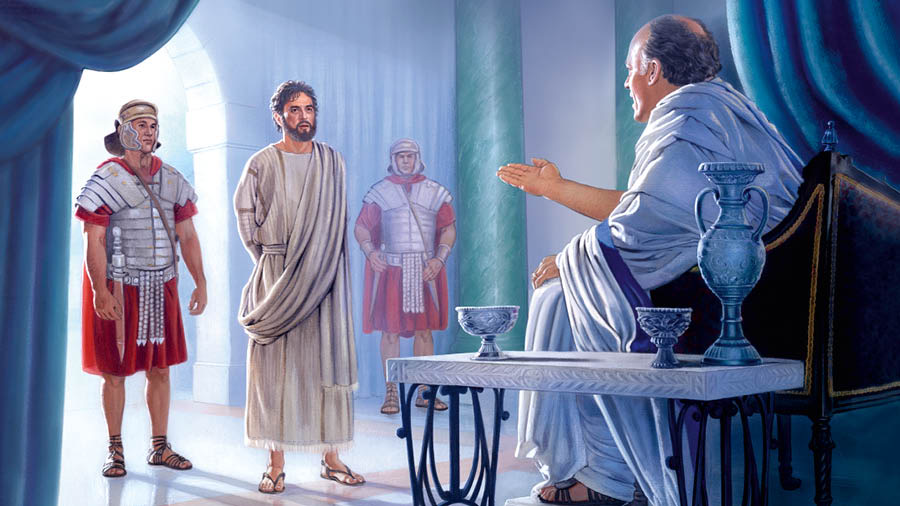 Poncio Pilatoca Jesustaca huaquin tapuicunatami ruracun. Jesusca ishqui soldadocunapaj chaupipimi maquita huashaman huatashca shayacun.