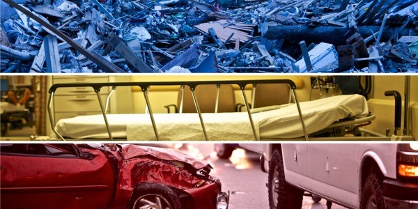 1) Hatun desgraciapa yanqachasqan, 2) hospitalpi cama, 3) carropa chocasqanwan accidente