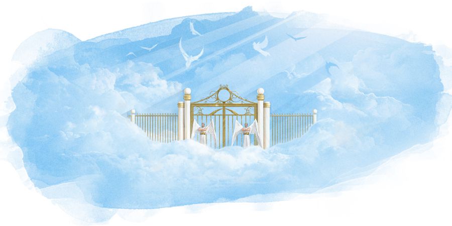 Dibujopim iskay angelkuna hanaq pachaman yaykunata waqaychachkanku