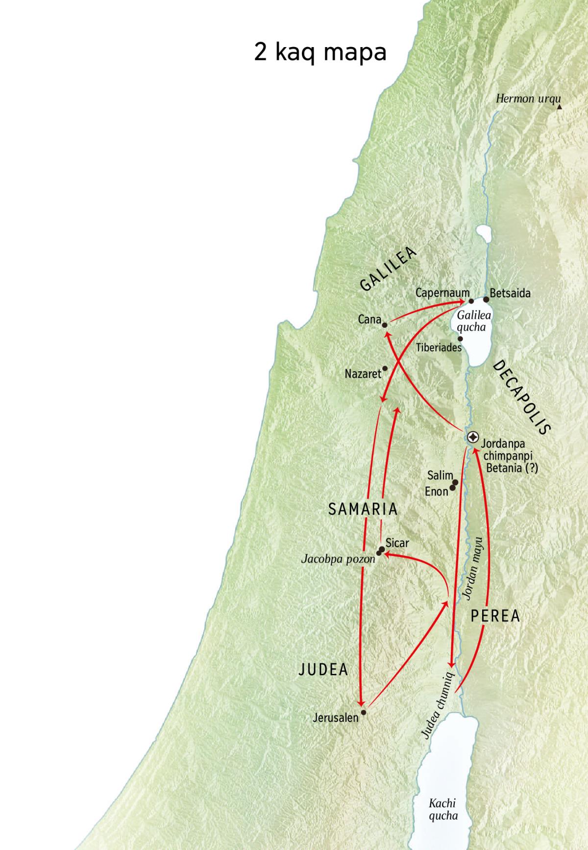Jesuspa maykunapi purisqanmanta mapa, Jordan mayuwan Judeapas rikurinmi