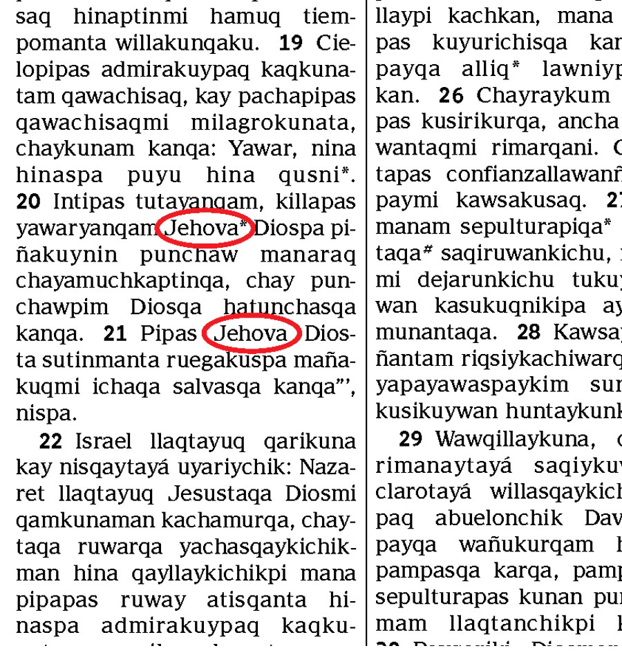 Musuq pachapi kawsaqkunapaq Diospa palabran bibliapim Diospa sutin rikurichkan