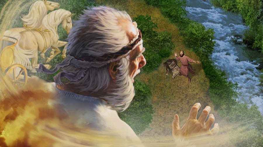 Eliseoqa qhawashallaspan quedakapuran Elías cieloman wichapushaqtin
