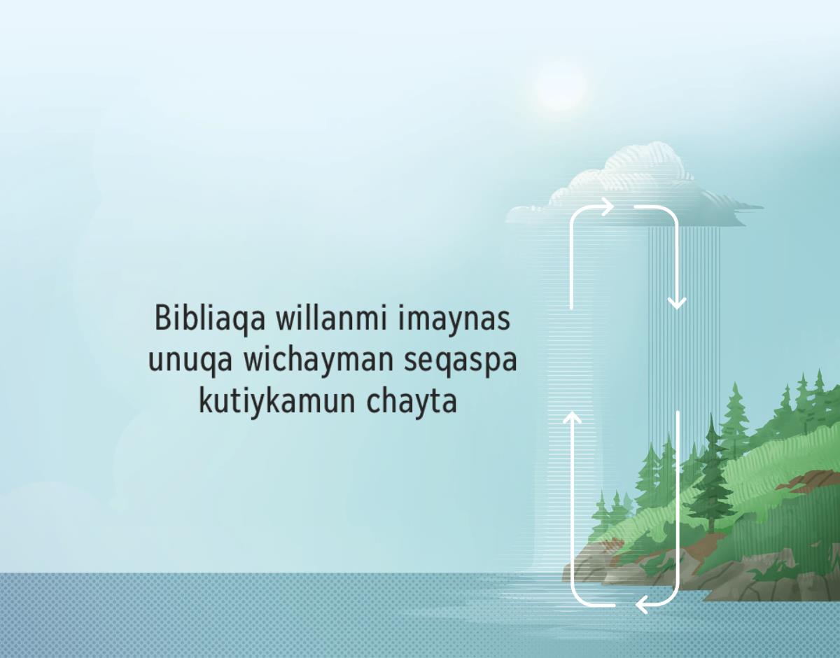 Bibliaqa willashanmi unu wichaspa kutiykamusqanta. Chaypi flechakuna muyushan relojpa muyusqan ladoman. Chaymi rukuchin imaynas unuqa muyushanmanpas jina wichayman seqaspa kutiykamun chayta.