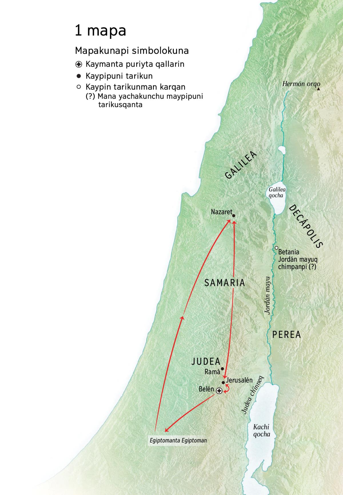 Jesuspa maykunapichus purisqan: Belén, Nazaret, Jerusalén
