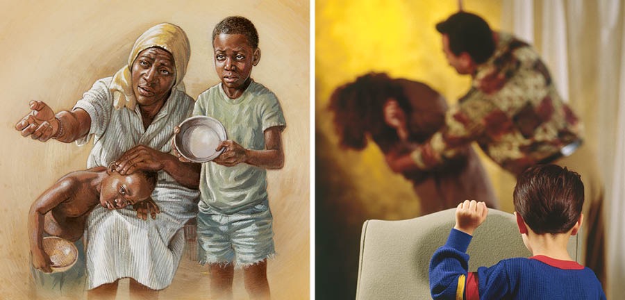 E vaine takaua e tana tamariki e patipati ra i te kai; akara tetai tamaiti i tetai tangata e takino ra i tona mama