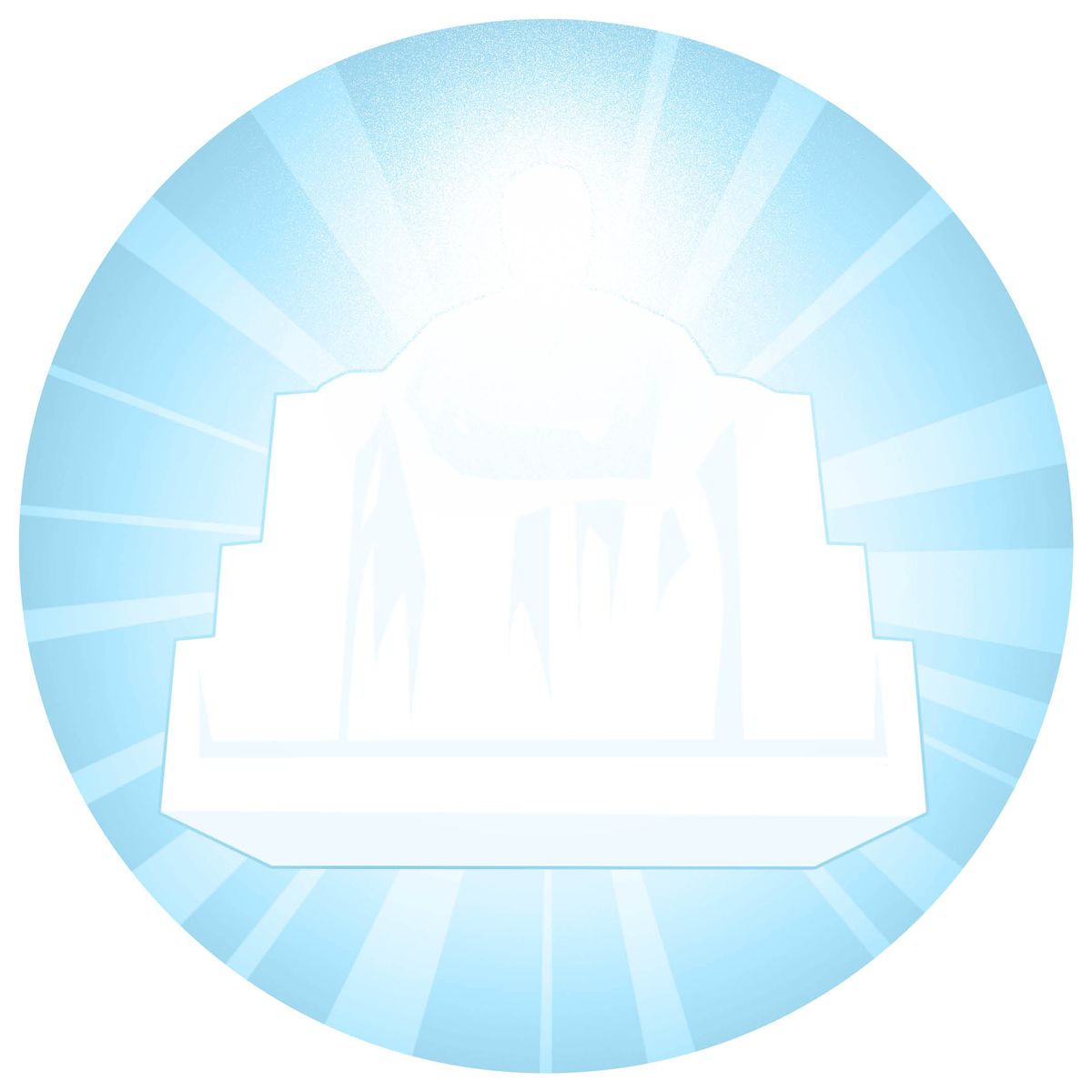 Tron din care radiază o lumină strălucitoare, reprezentându-l pe Iehova.