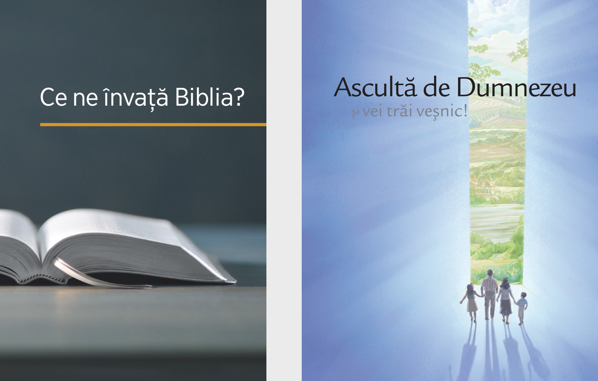 Cartea „Ce ne învață Biblia?” și broșura „Ascultă de Dumnezeu și vei trăi veșnic!”