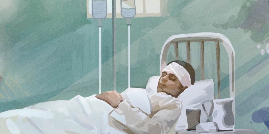 Мужчина на больничной койке