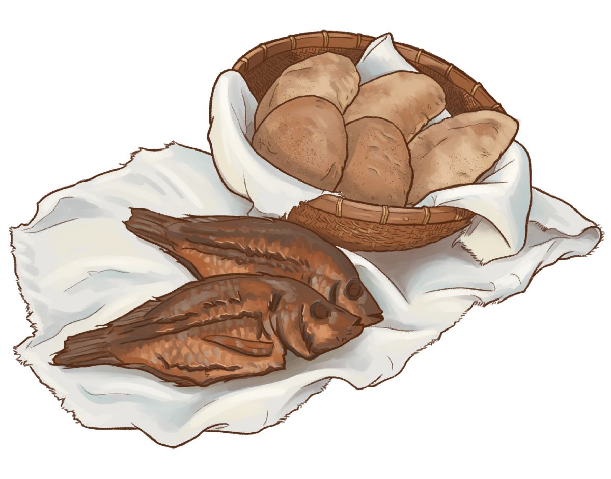 Рыба и лепёшки