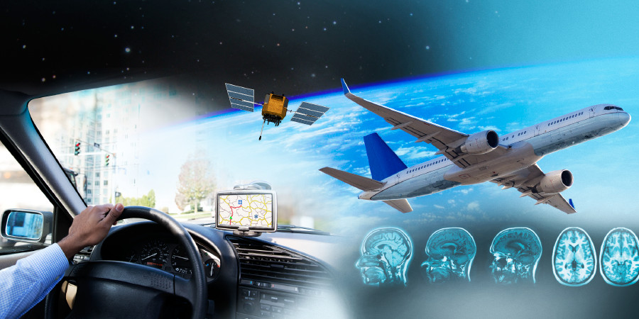 Достижения науки: автомобили, GPS, спутники, самолеты, снимки головного мозга
