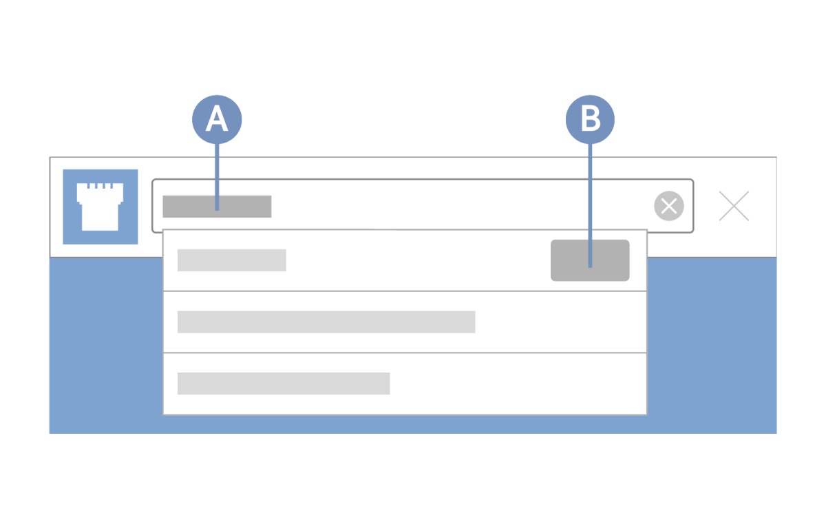 Kugira ubushakashatsi muri ca “CEGERANYO C’IBITABU CO KURI INTERNET.” Akamenyetso A kerekana aho wandika ijambo urondeza. Akamenyetso B kerekana “Aho riboneka.”