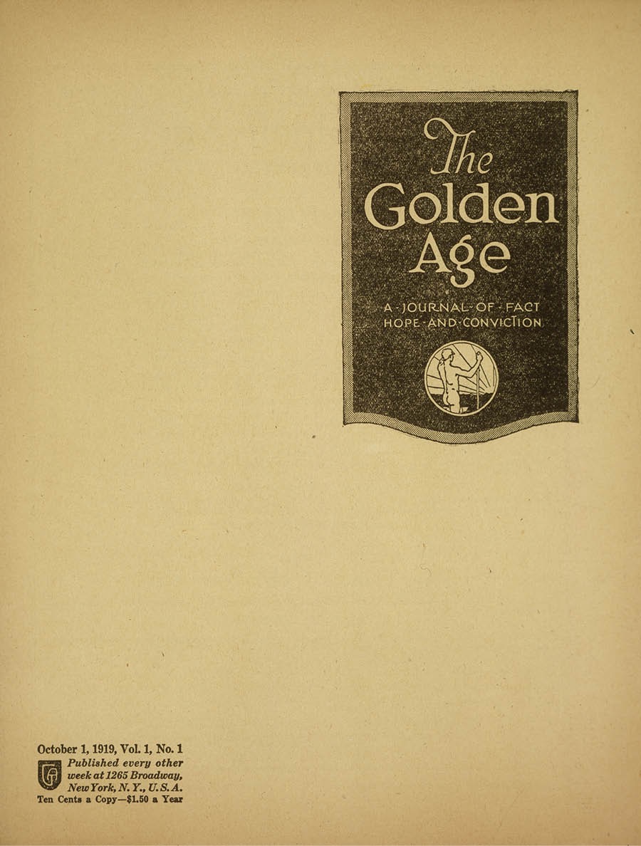 Tsamba yakutoma ya revista A Idade de Ouro, ya 1 ya Outubro ya 1919