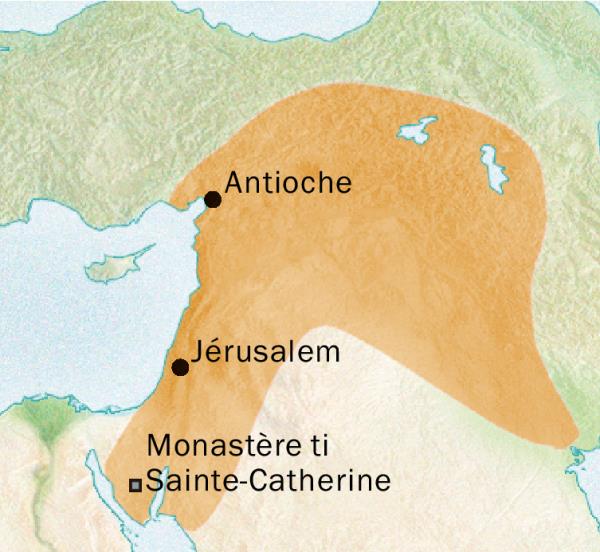 Carte ti ando so angoro Antioche nga na Jérusalem, so a yeke tene yanga ti Syriaque dä ândö