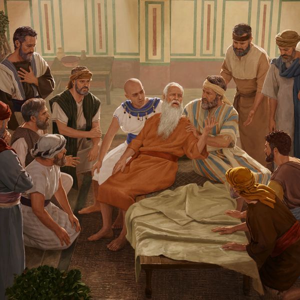 သားတွေကို ယာကုပ် မသေဆုံးခင် အမှာစကားပြောနေ။